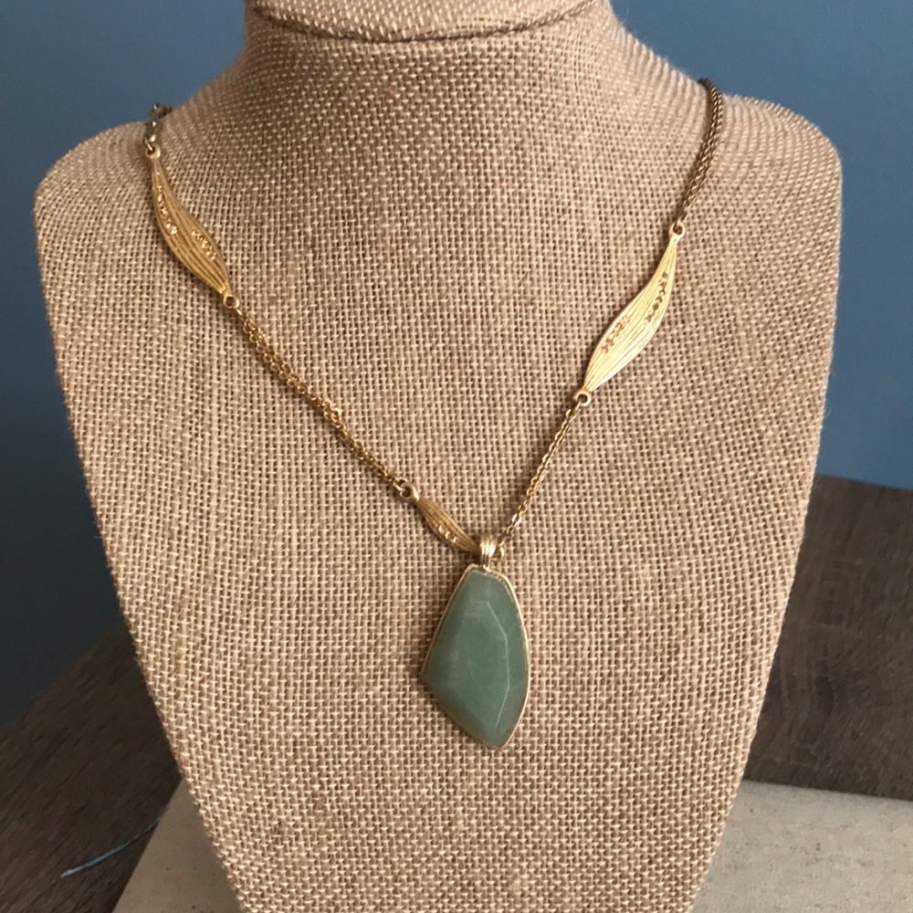 Gilded Reeds Aventurine Long Pendant